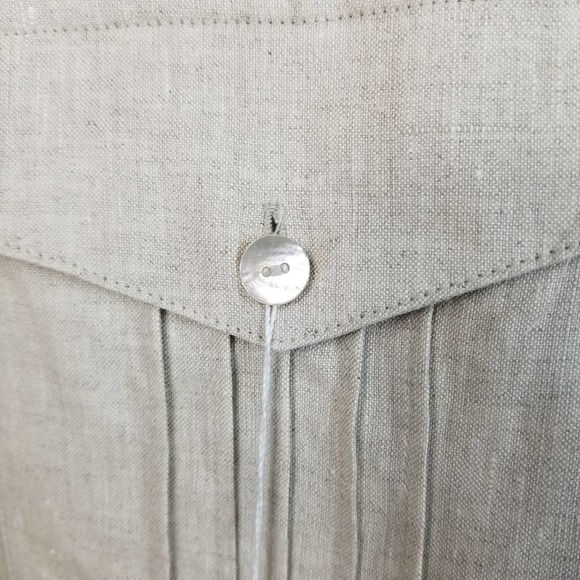Edward Woman Irish Linen Button Down Short Sleeve Shirt Beige 3X - Picture 6 of 7